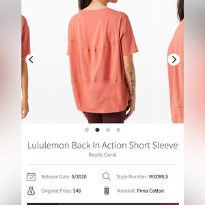 Lululemon Back In Action short sleeve